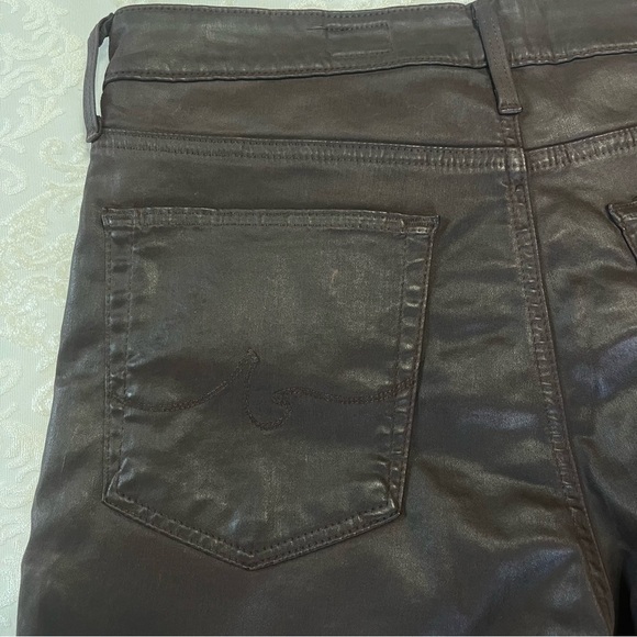 Adriano Goldschmied AG Farrah Skinny Leatherette High Rise Skinny Brown Size 31 - Picture 14 of 16